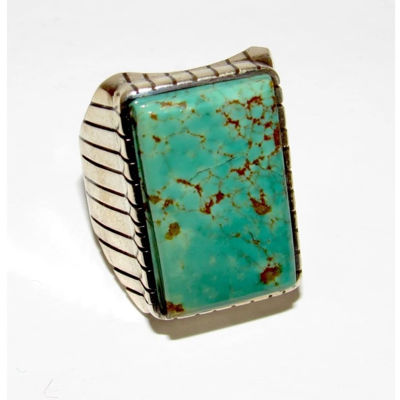 Navajo Royston Turquoise Statement Men Ring Sz 9 R. Jack...